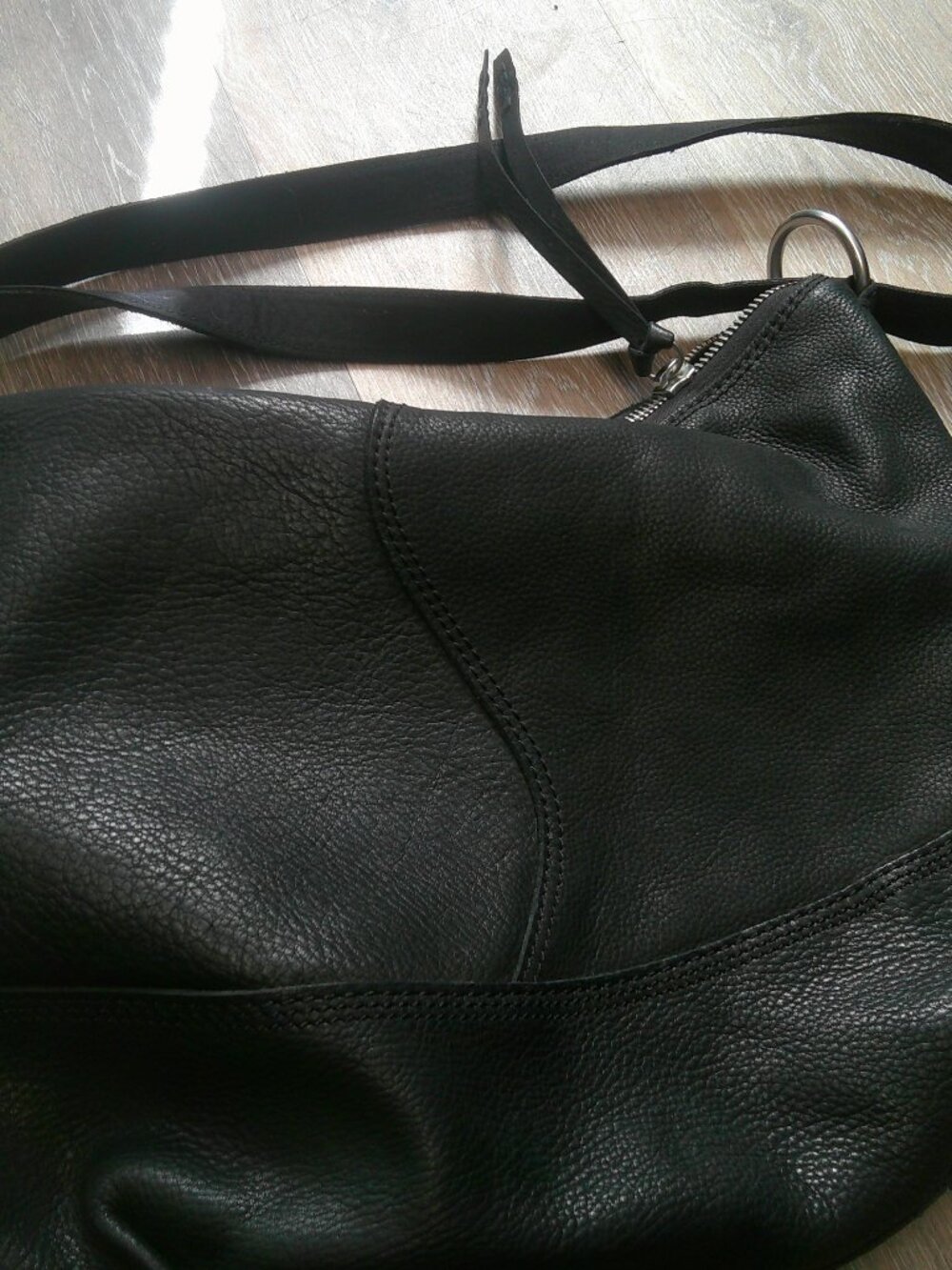 Lucky Brand Womens Handbag Black Leather Inner Pocket Adjustable Shoulder Bag